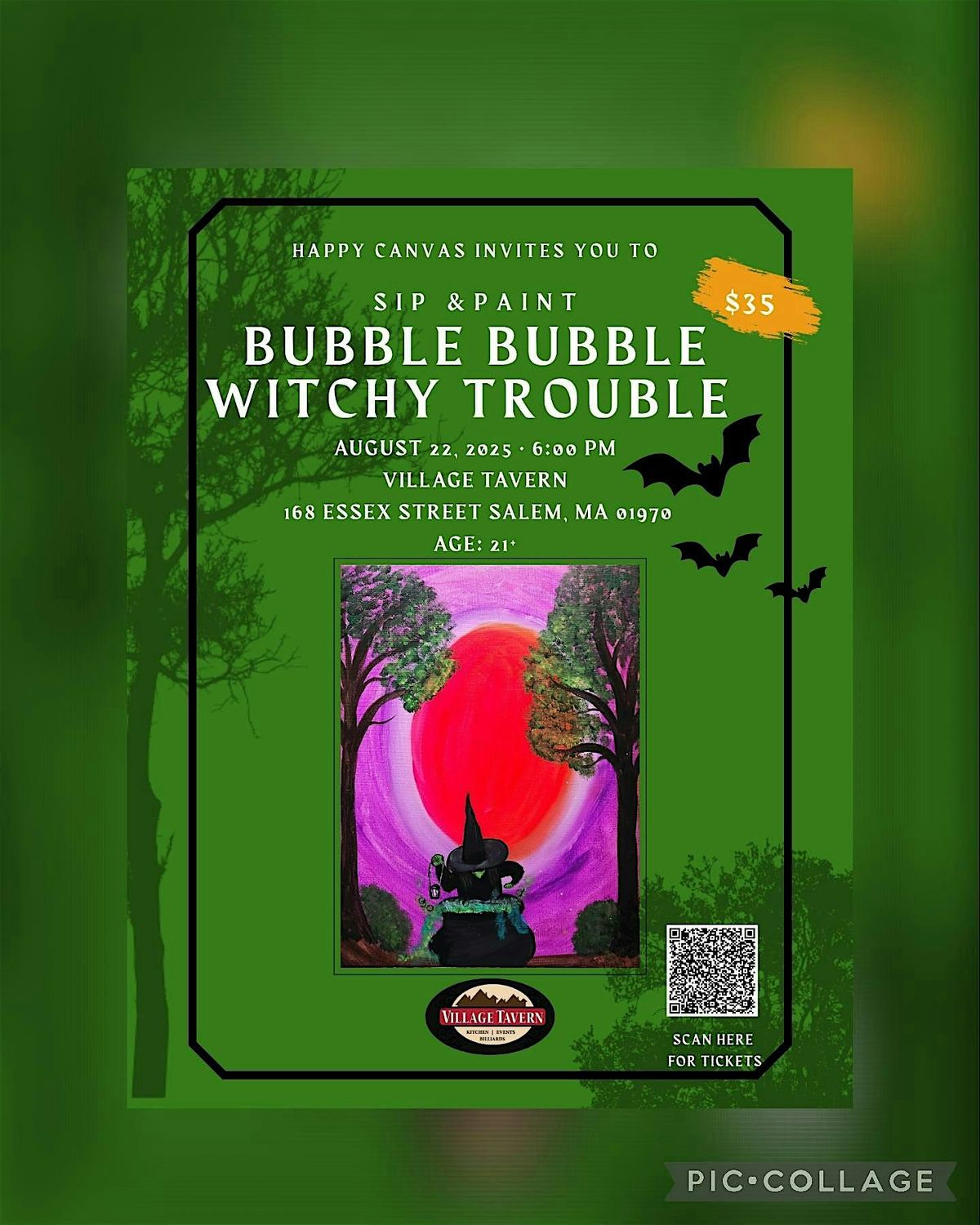 Bubble Bubble Witchy Trouble -Sip & Paint