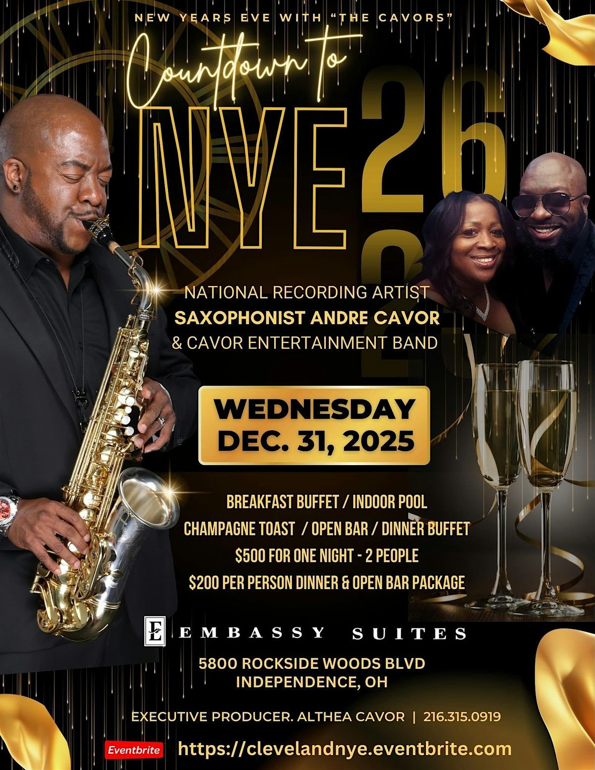 Count Down to NEW YEARS EVE 2026 with The Cavors at Embassy Suites Hotel