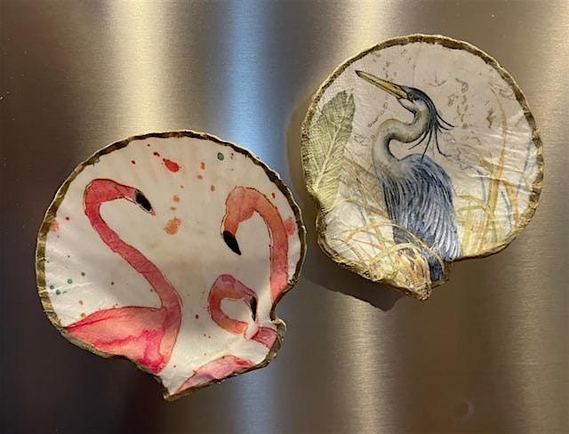 Decoupage Scallop Shell Refrigerator Magnet Make & Take Event
