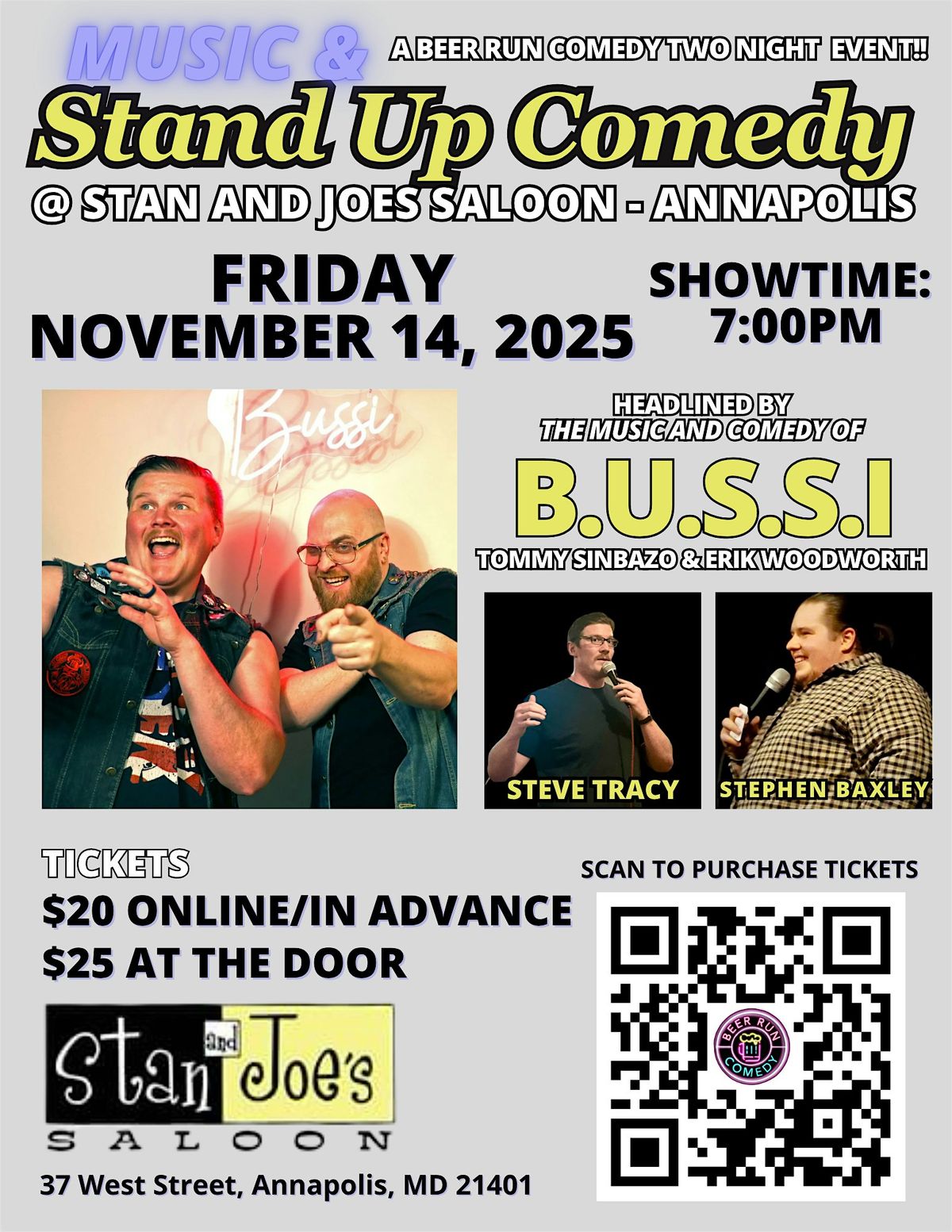 Stand Up Comedy & Music Night at The Lounge @  Stan and Joe's Saloon