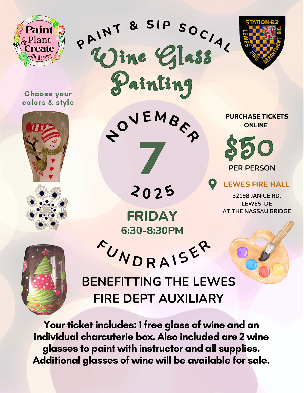 Paint & Sip Social: Lewes Fire Dept Aux Fundraiser