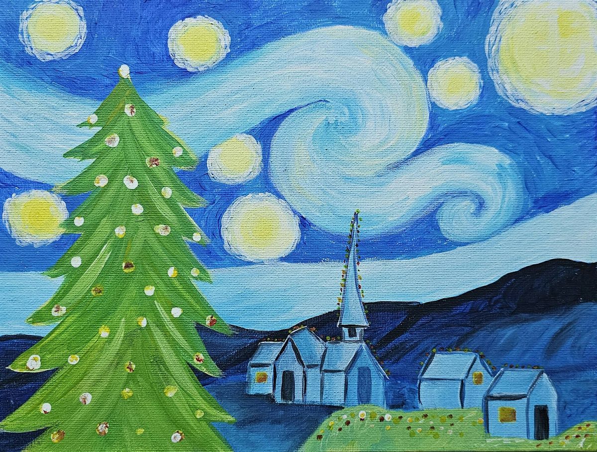 Sip and paint: Starry Night Christmas Scene