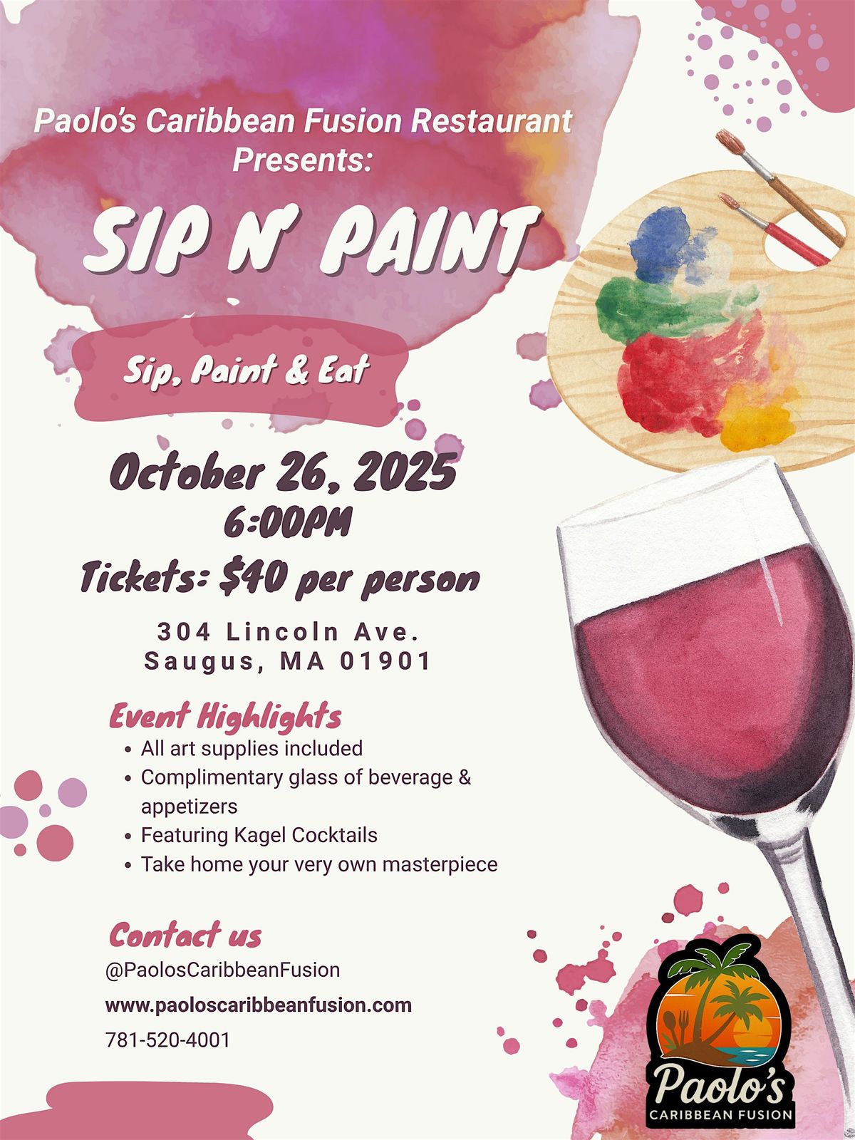 Paolo\u2019s Caribbean Fusion Presents: Sip N\u2019 Paint