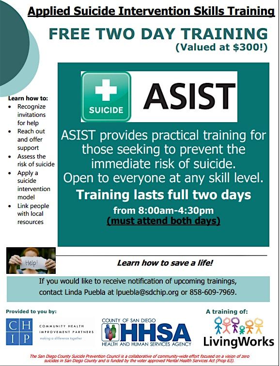 Applied Suicide Intervention Skills Training (ASIST)Workshop- June 2026