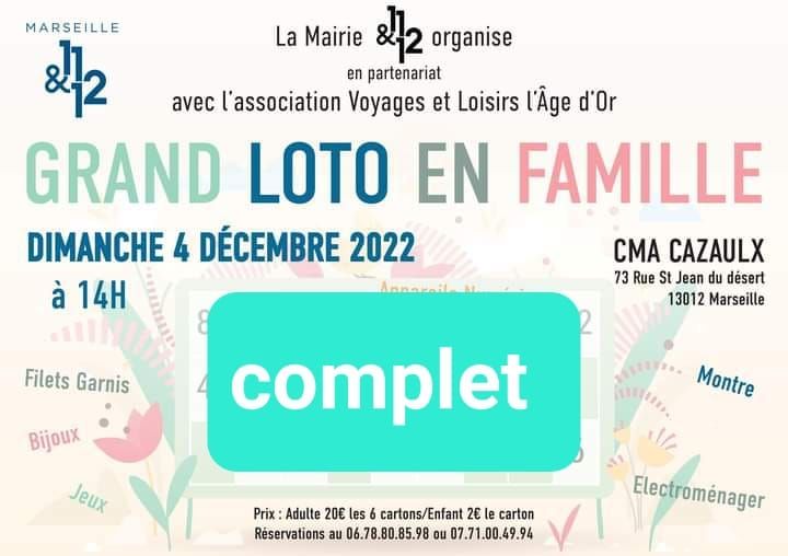 Grand loto en Famille le Dimanche 4 Décembre COMPLET | Cma Grande