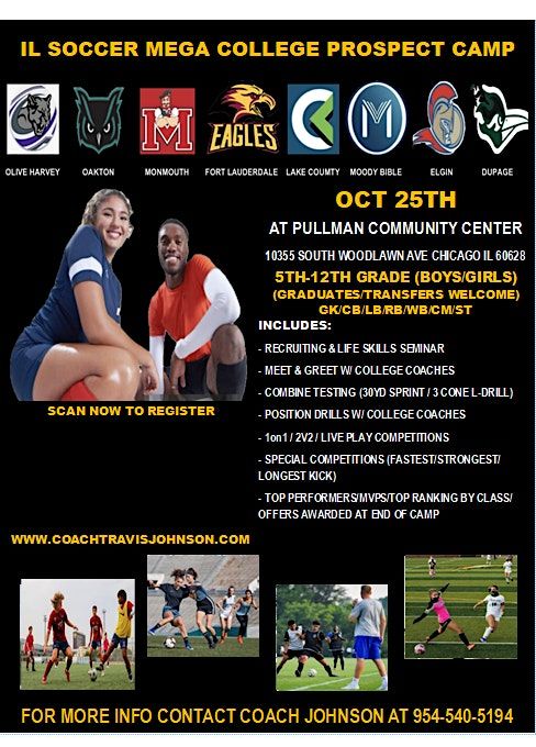IL SOCCER BOYS \/ GIRLS MEGA COLLEGE PROSPECT CAMP OCT 25TH