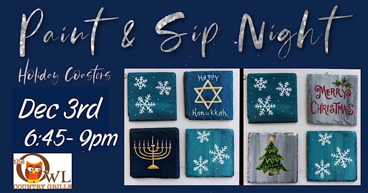 Hannukah or Christmas Coasters Paint Night