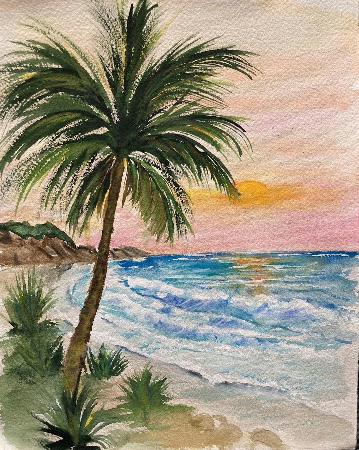 Palm Tree Sunset in Watercolors with Phyllis Gubins