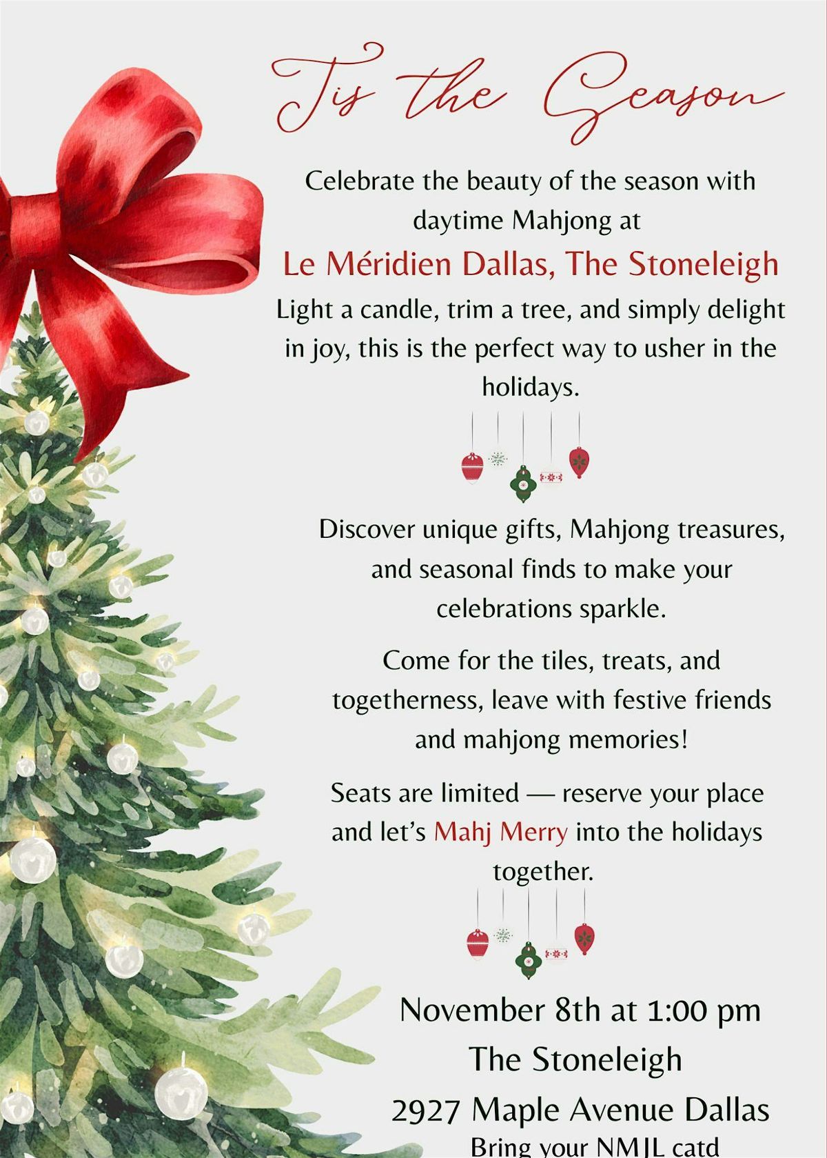 \u2019Tis the Season: Merry Mahjong at The Stoneleigh Hotel