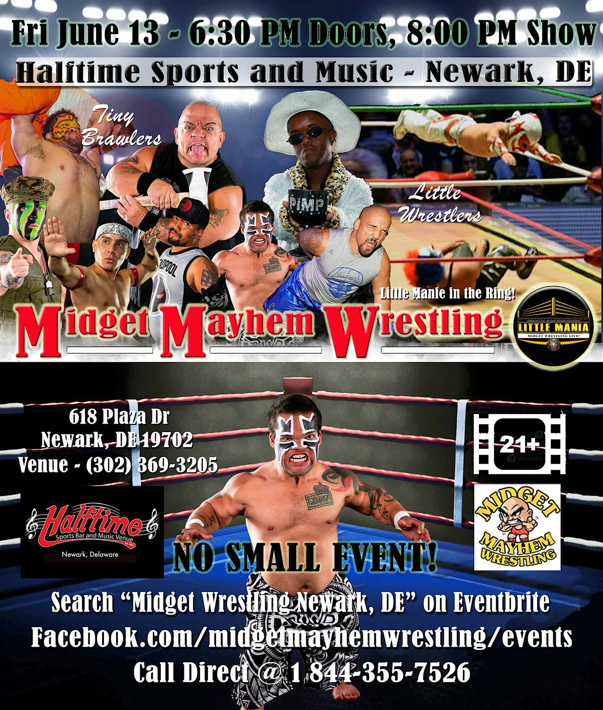 Midget Mayhem Wrestling Rips Through the Ring! Newark DE 21+