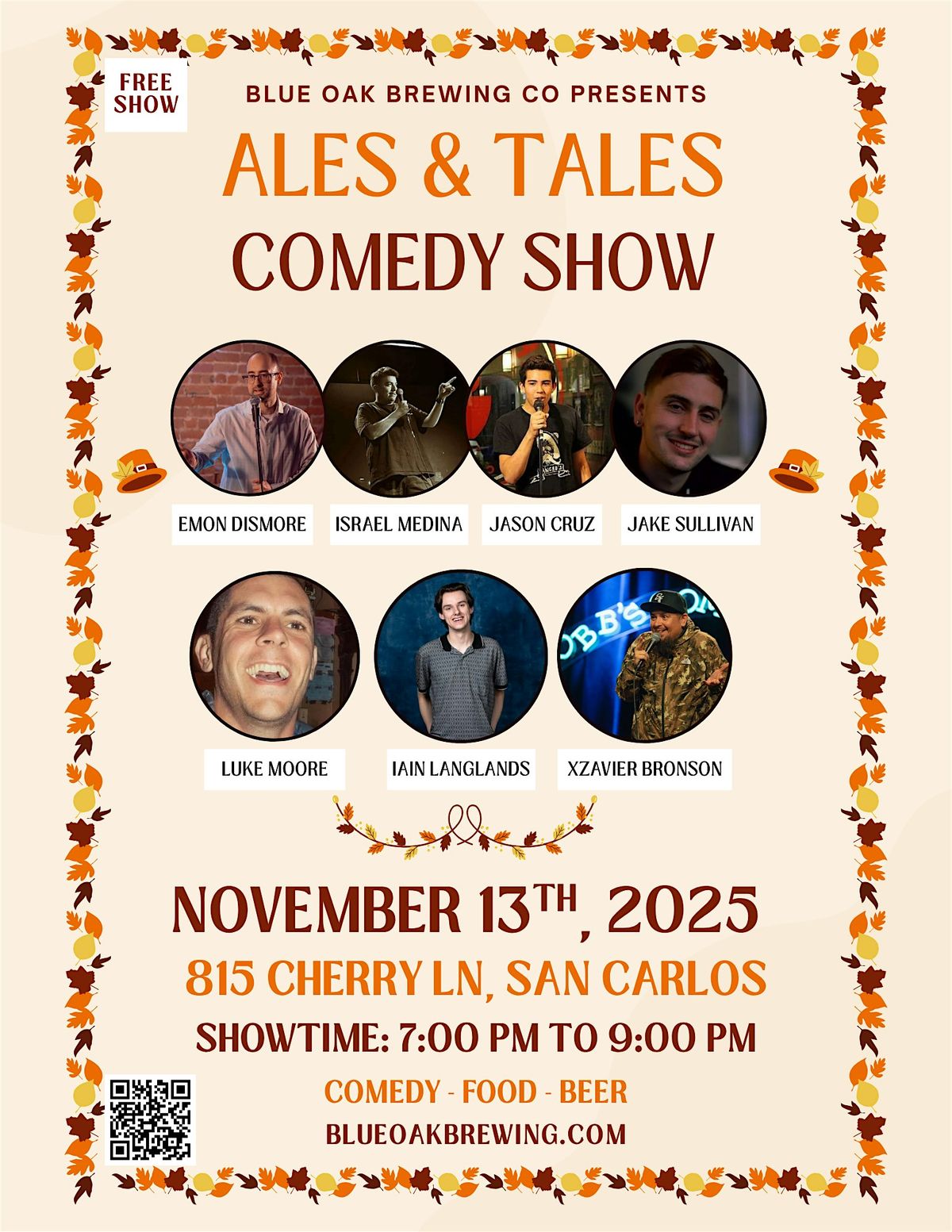 Ales & Tales Comedy Show @Blue Oak Brewing Co