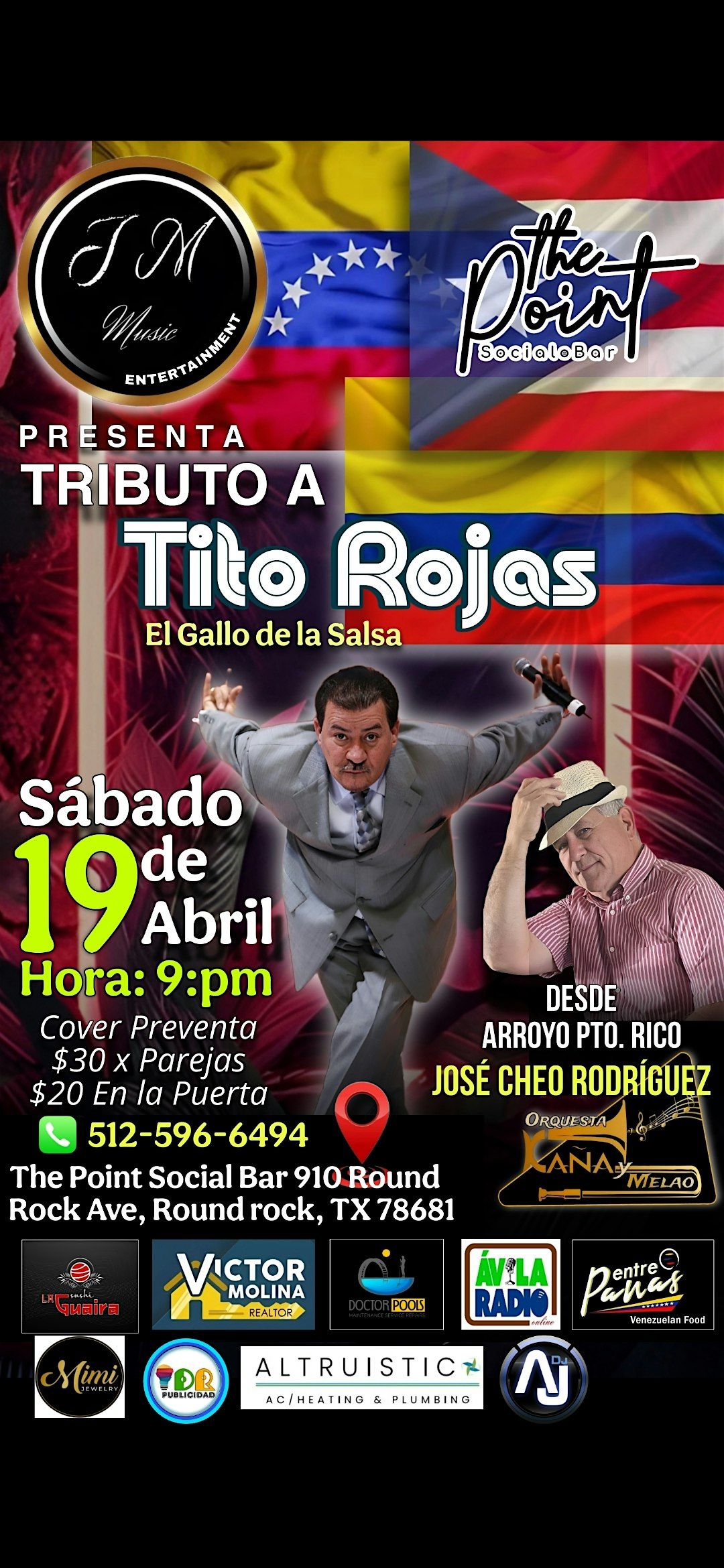 Tito Rojas Salsa Tributo Al Gallo De La Salsa Tito Rojas | 910 Round Rock Ave | April 19 ...