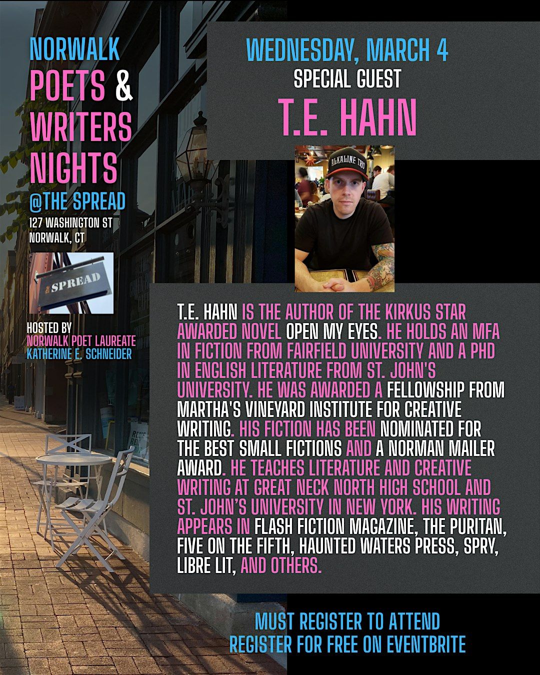 Norwalk Poets & Writers Night \u2013 Featuring Writer T.E. Hahn