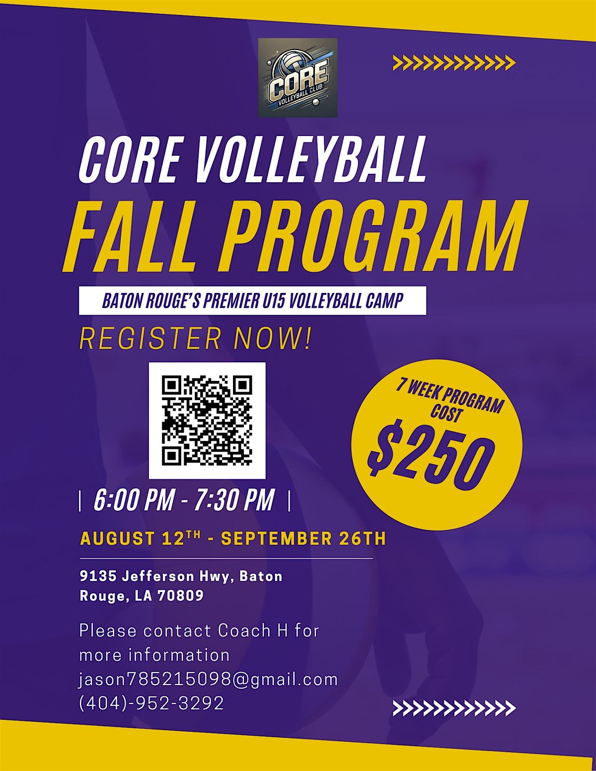 CORE Volleyball Fall Program 2025