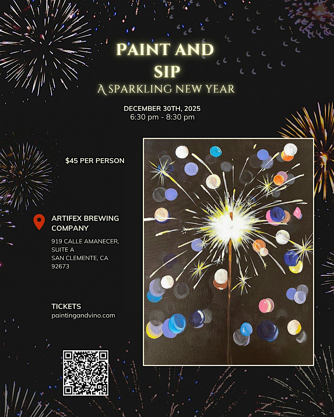 A Sparkling New Year Paint and sip in San Clemente!