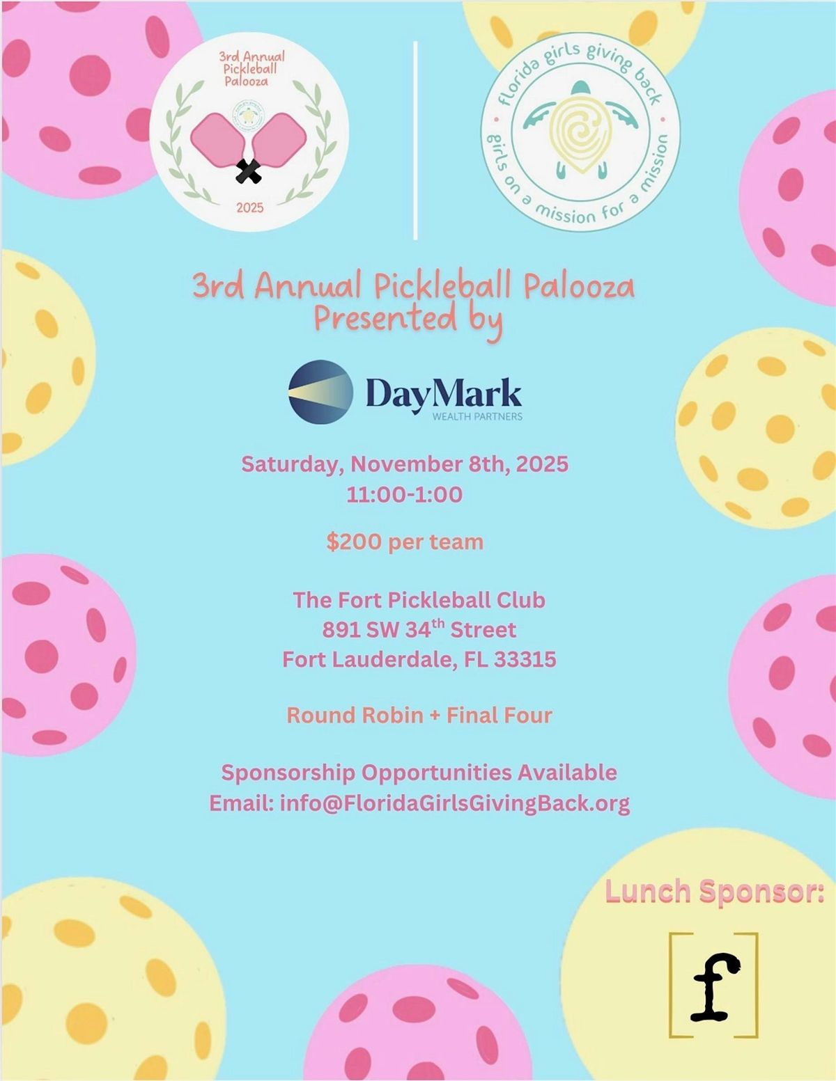 3rd Annual Pickleball Palooza presented by DayMark Wealth Partners
