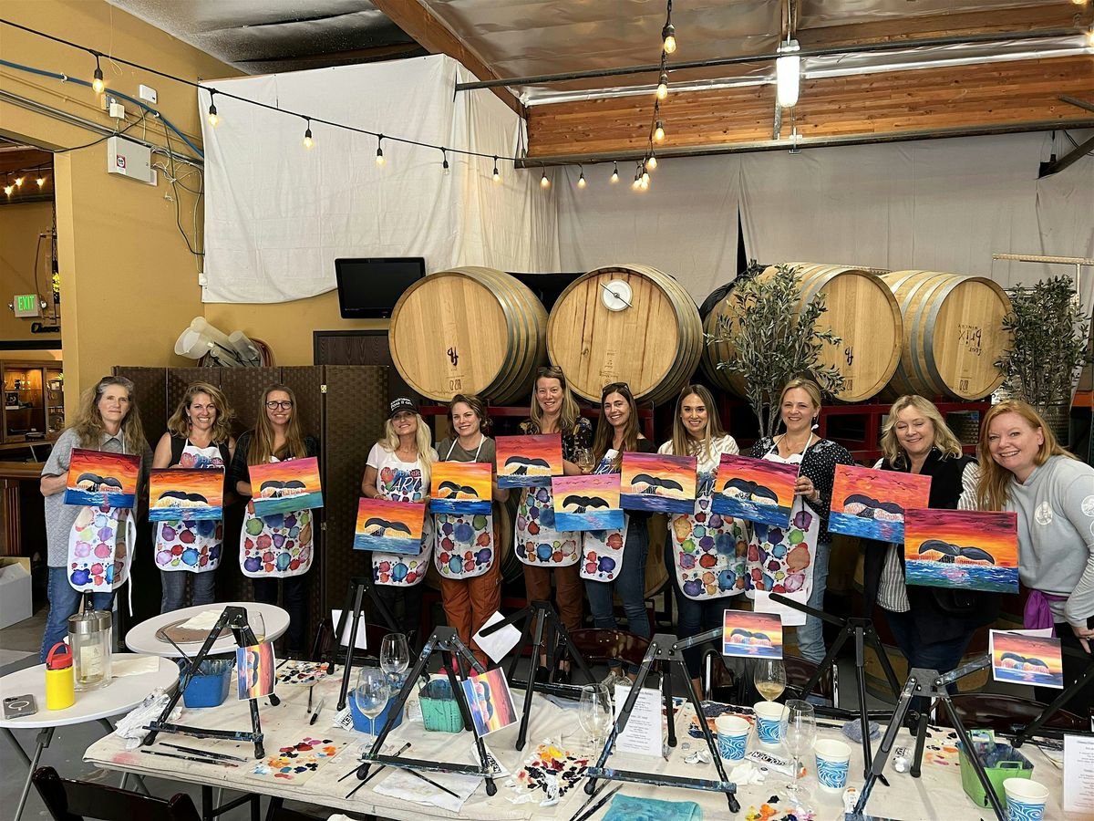 Sunset Beach Dogs Acrylic Paint Party at Four Brix Winery