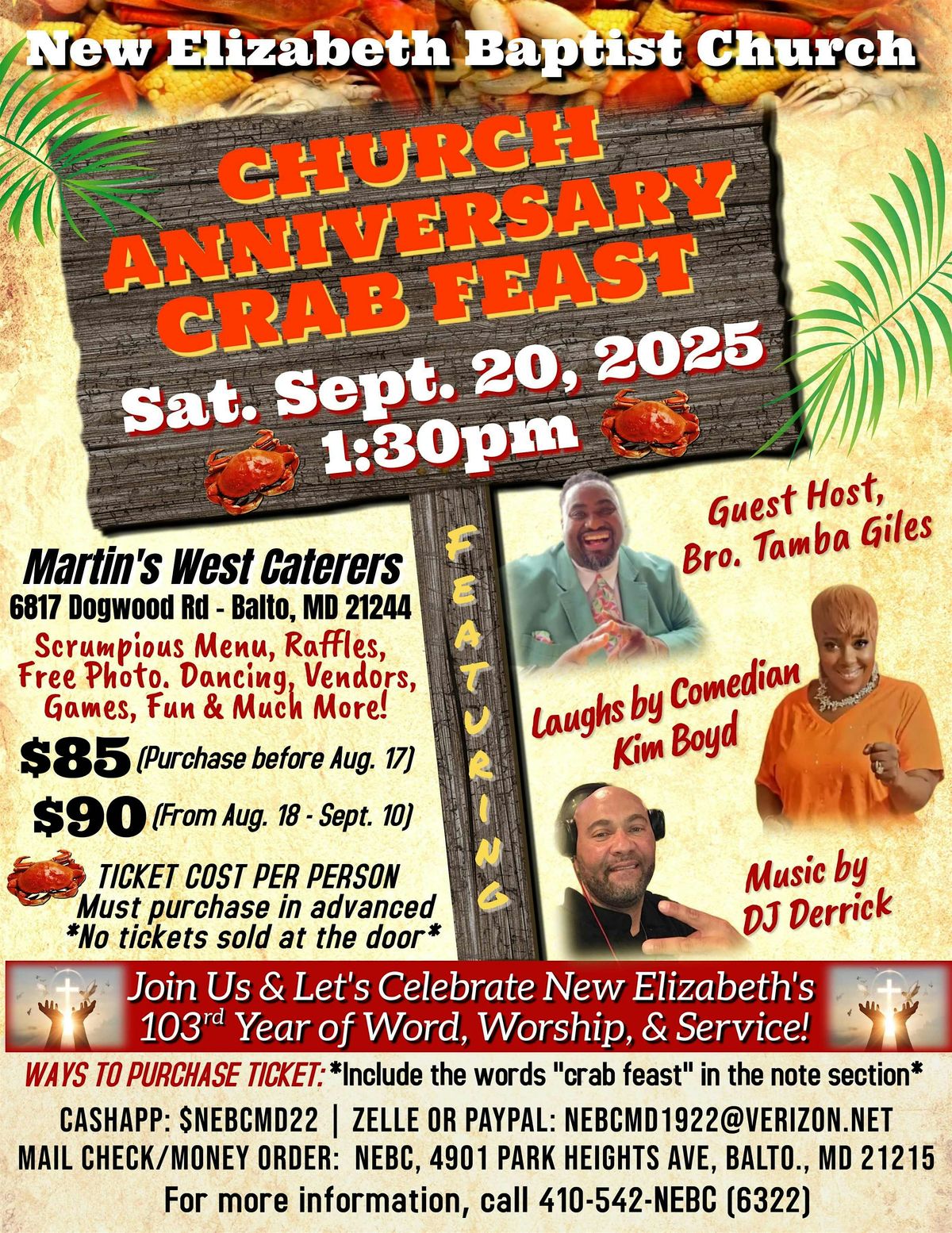 New Elizabeth Baptist Church Anniversary Crab Feast
