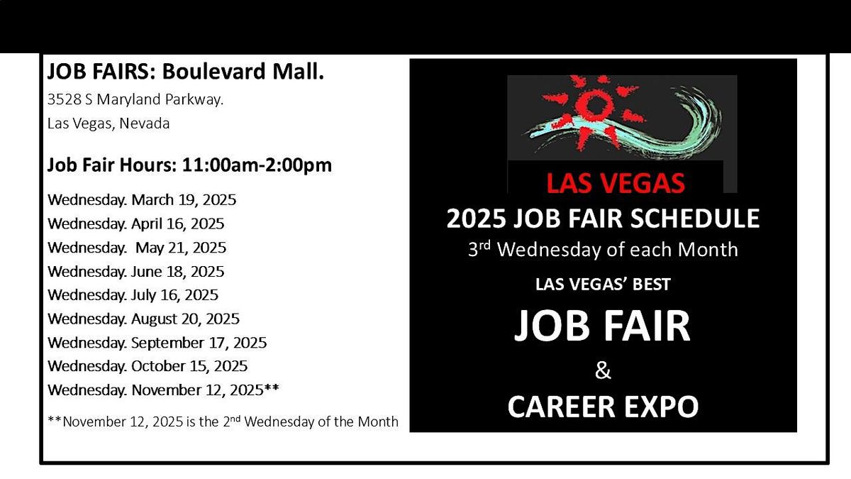 2025 LAS VEGAS JOB FAIRS. OVER 50 EMPLOYERS. THOUSANDS OF JOBS!