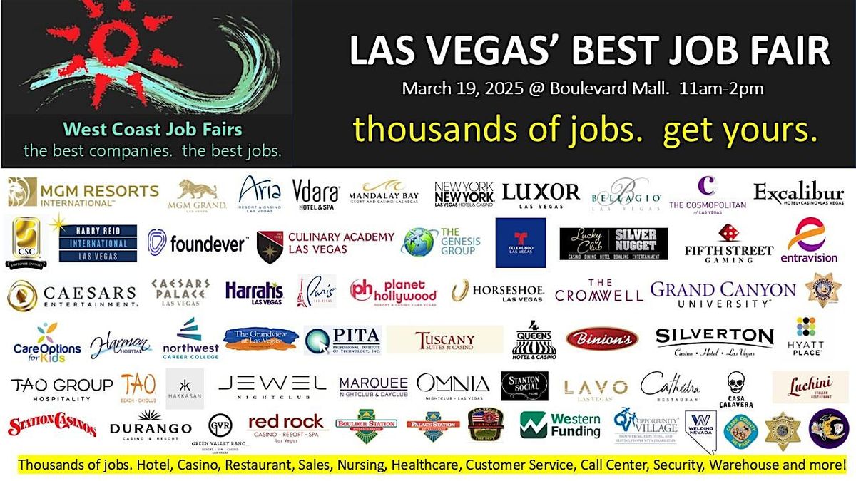 Las Vegas Best Job Fair. 50 Employers. Thousands of Jobs! | Boulevard ...