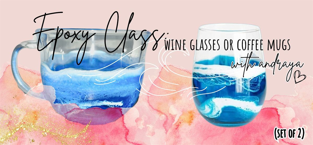 Epoxied Class: Ocean Waves  Glasses (set of 2) w\/Andraya