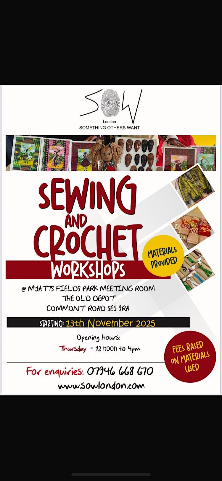 Sewing and crochet workshops