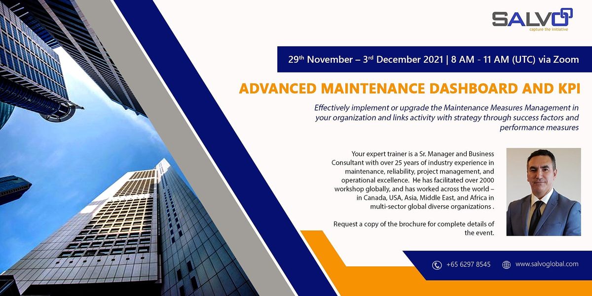 Advanced Maintenance Dashboard and KPI Online November 29 to December 3