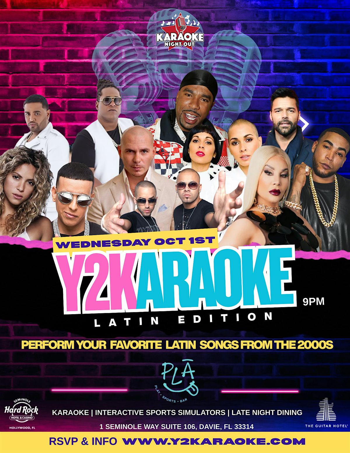Y2KARAOKE - Latin Edition @ PLA Sports Bar Hard Rock |Wednesday October 1st