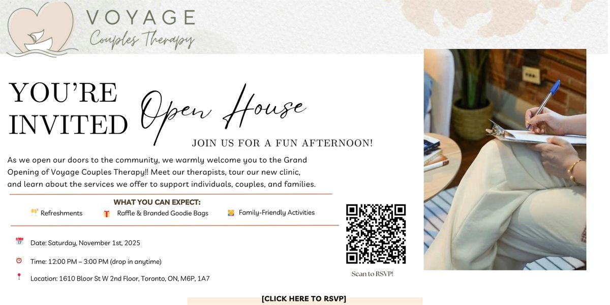 Voyage Couples Therapy Grand Opening Open House \u2013 High Park \/ Bloor West