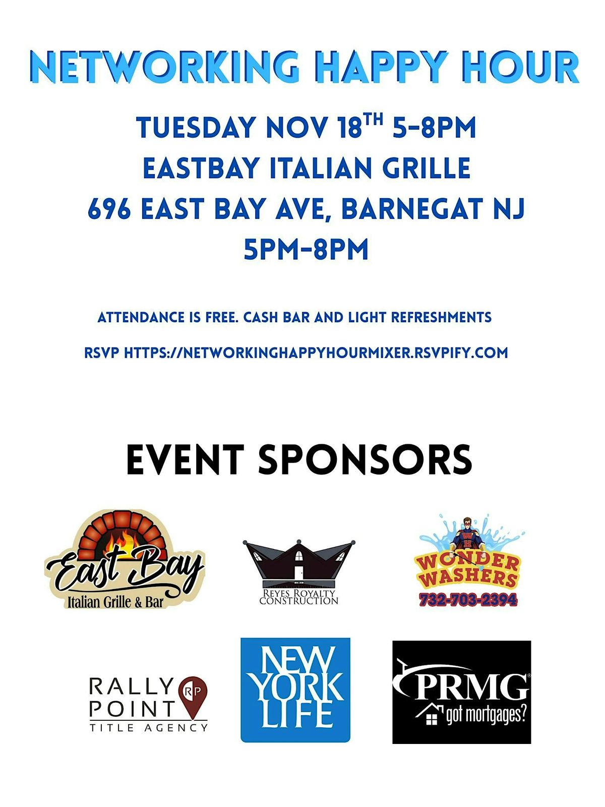 Networking Happy Hour @ East Bay Italian Grille in Barnegat, NJ