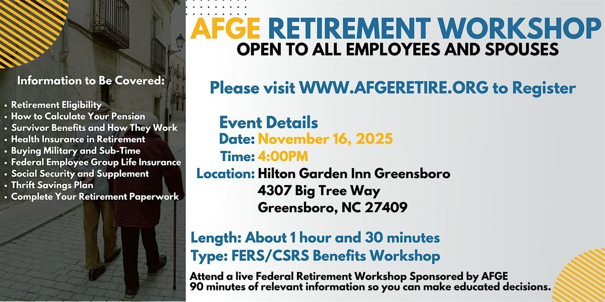 Federal Employee Retirement Meeting Greensboro - 11\/16\/25(4PM)