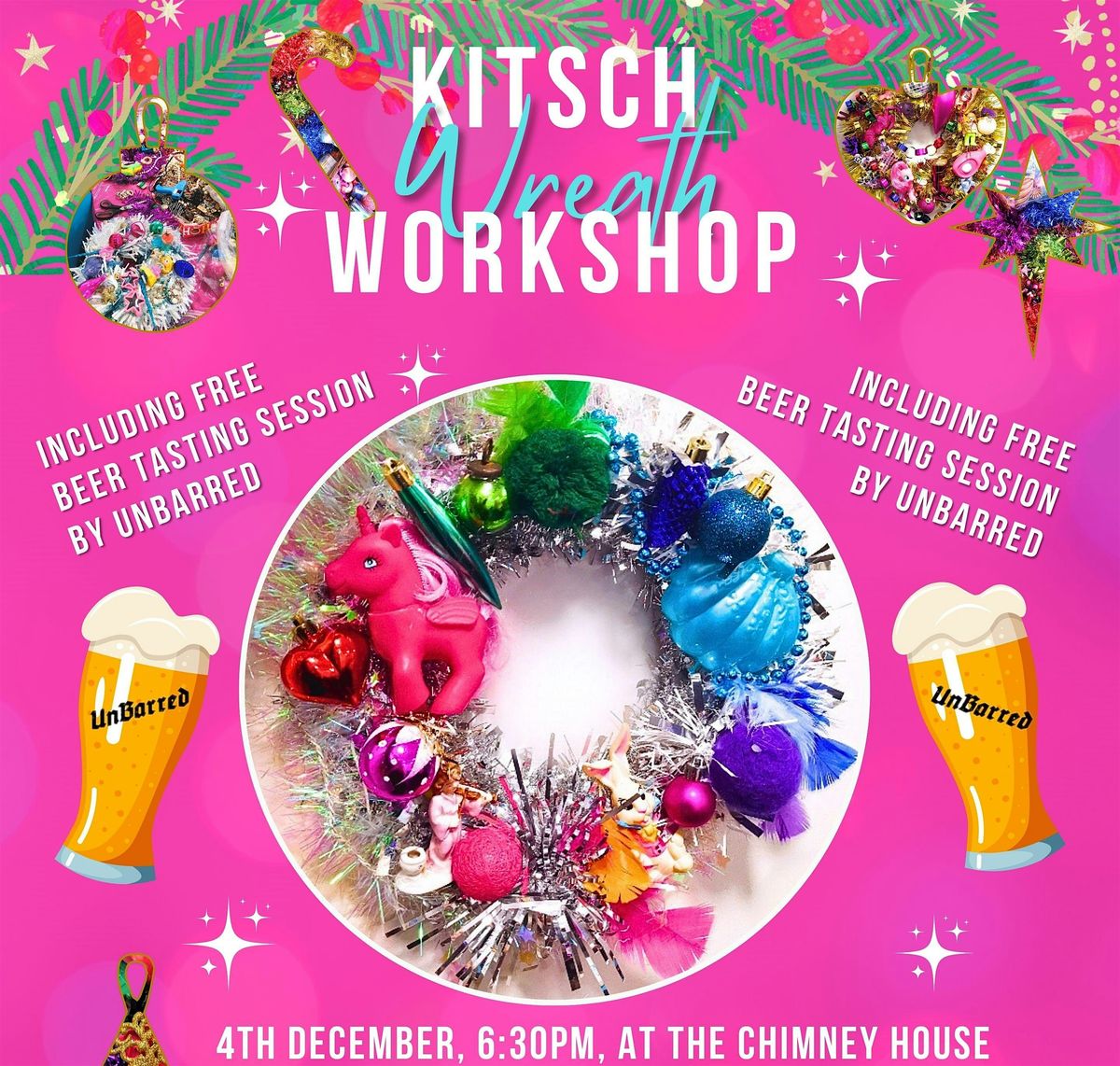 Christmas Kitsch Wreath Workshop (FREE Beer Tasting Session Included)