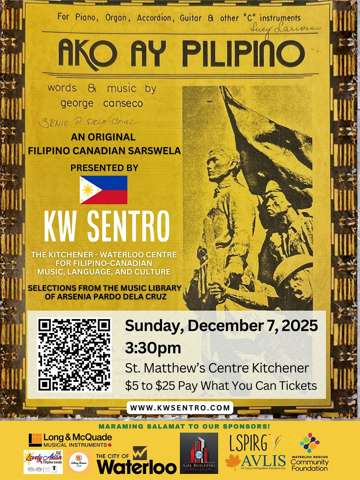 Ako Ay Pilipino: An Original Filipino Canadian Sarswela by KW Sentro