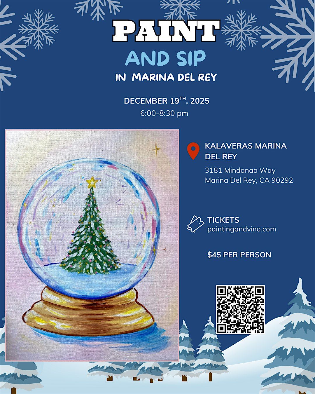 The Perfect Snowglobe Paint and Sip in Marina Del Rey!