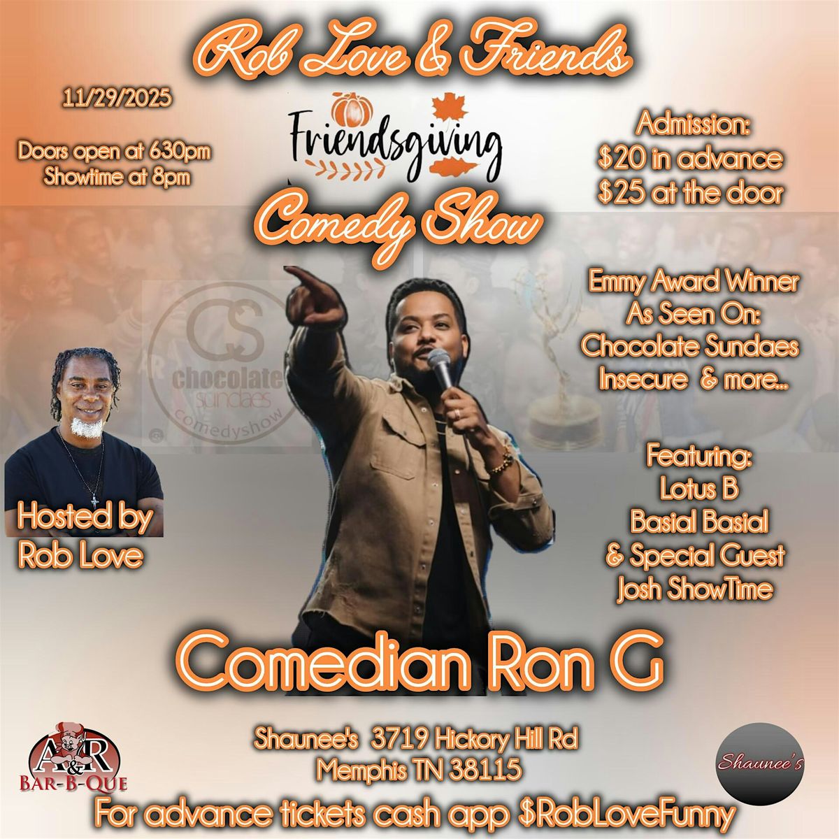 Rob Love & Friends Friendsgiving Comedy Show starring Comedian Ron G