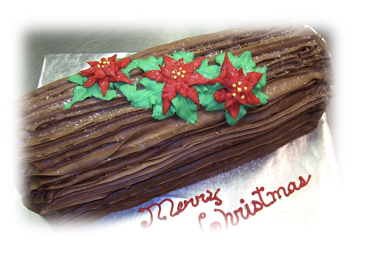 Yule Log Chocolate Roll Cake Baking & Decorating