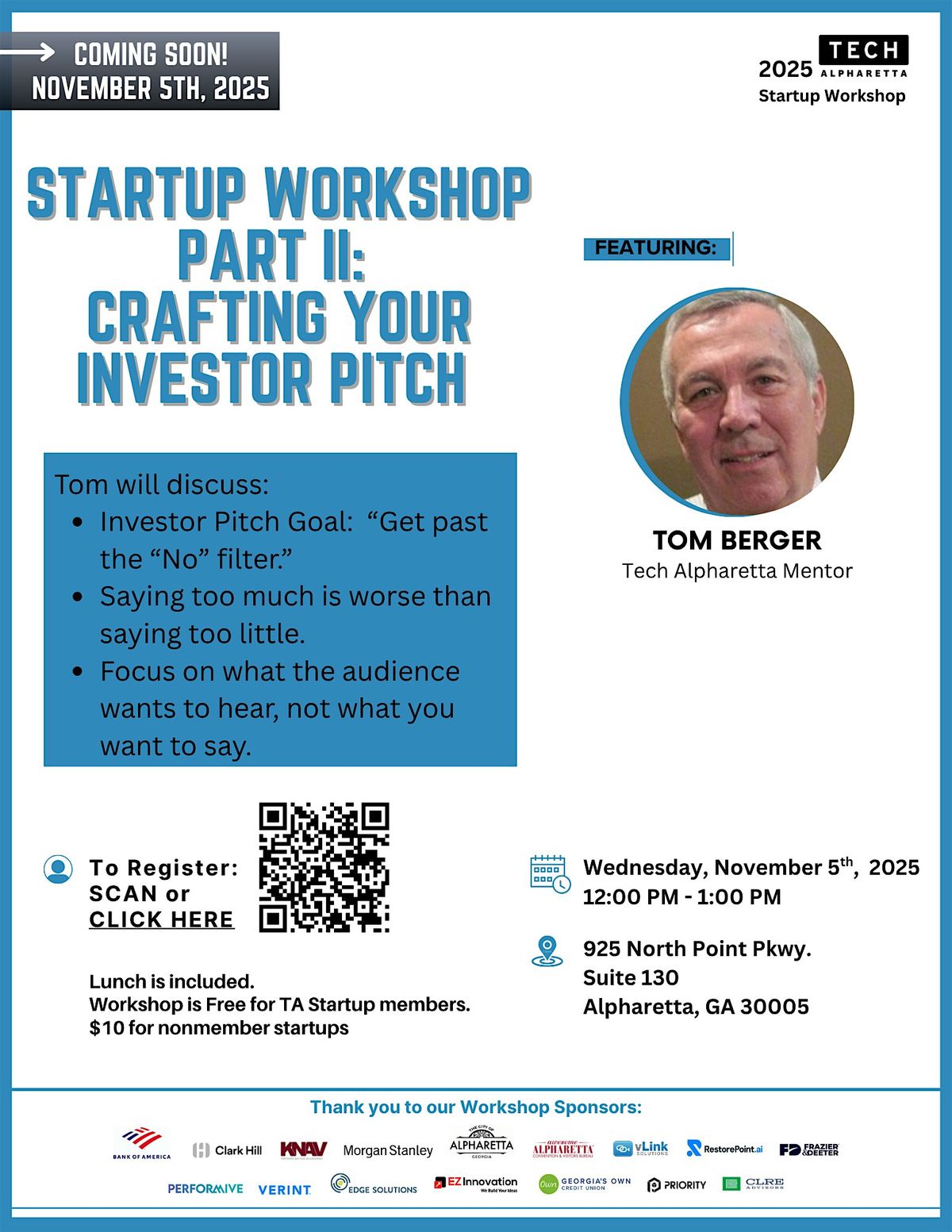 Startup Workshop Part II:  Crafting your Investor Pitch