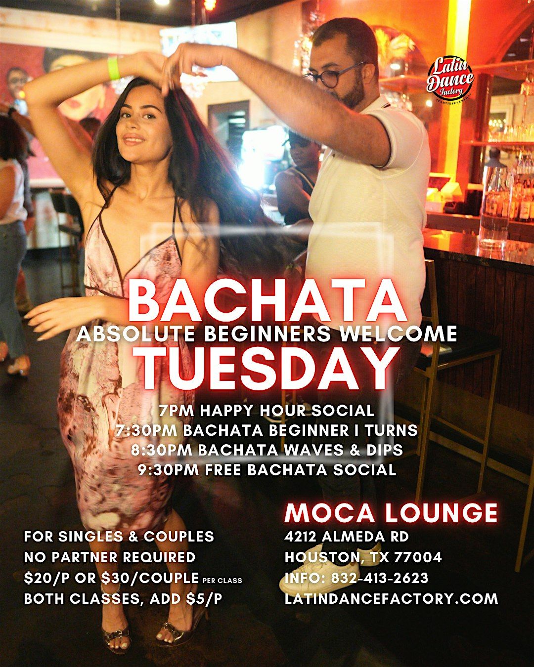 Bachata Lessons for Beginners. Tuesday at 7p in Houston 12\/09