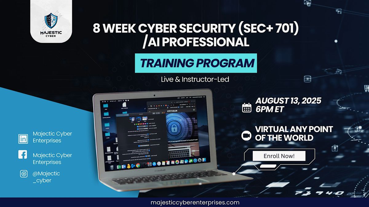 8 week Cyber Security (Sec+ 701) \/AI professional Training Program