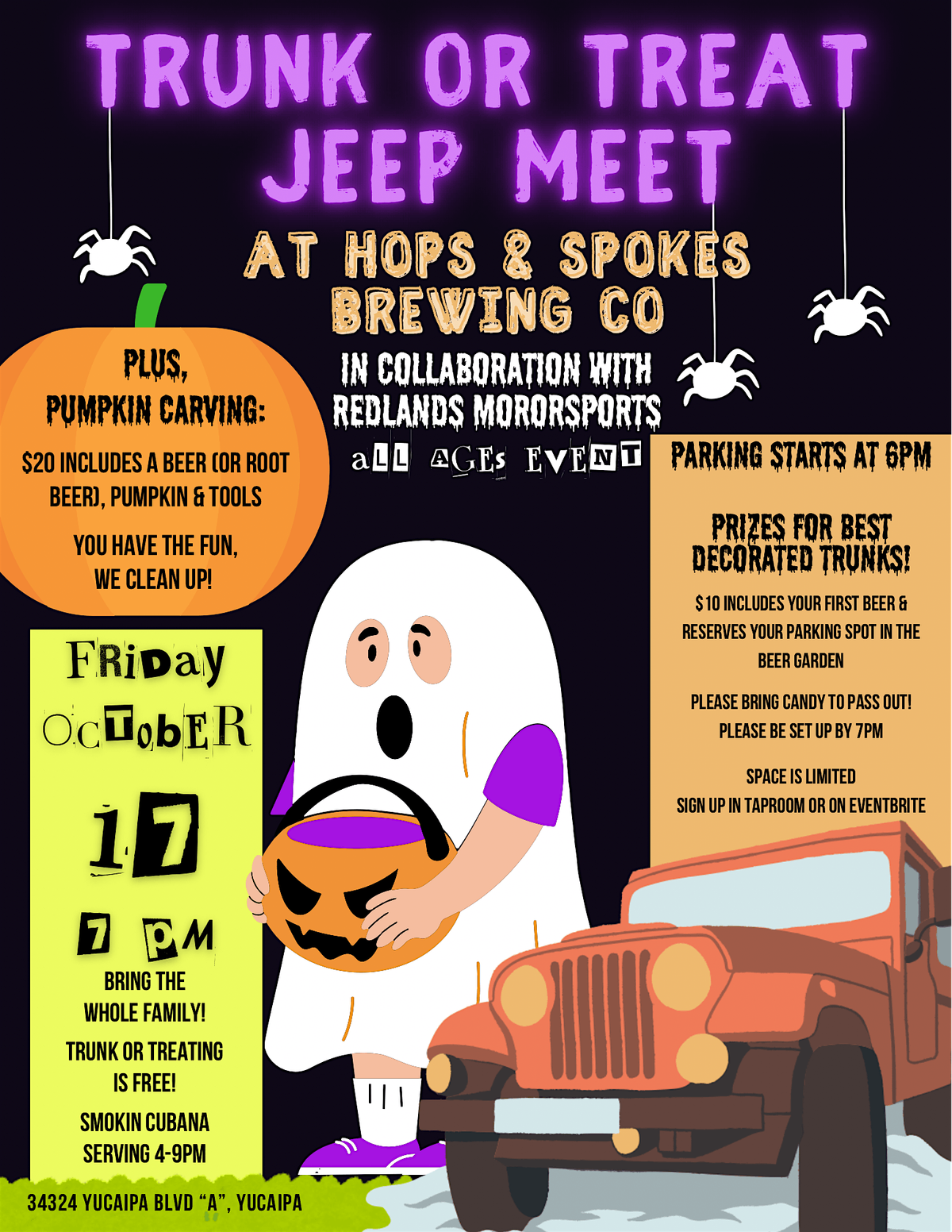 Trunk or Treat Jeep Meet: reserve a parking spot, bring the kids for free