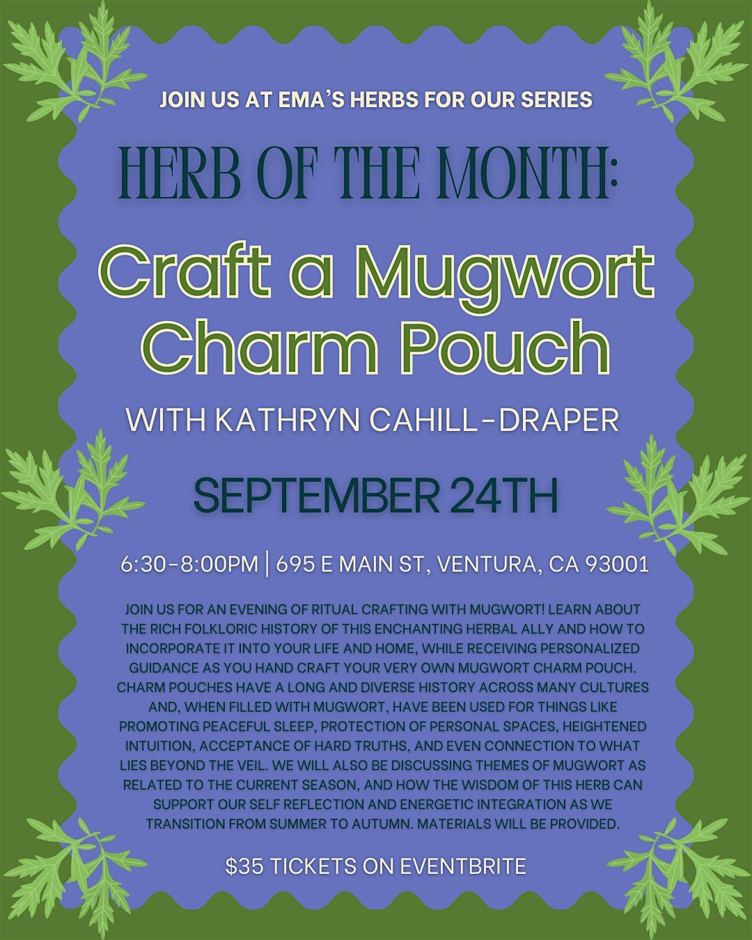 September Herb of the Month: Craft a Mugwort Charm Pouch with Kathryn