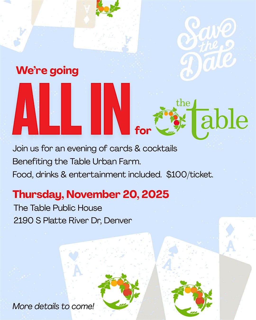 All In for the Table - a charity benefit for the Table Urban Farm