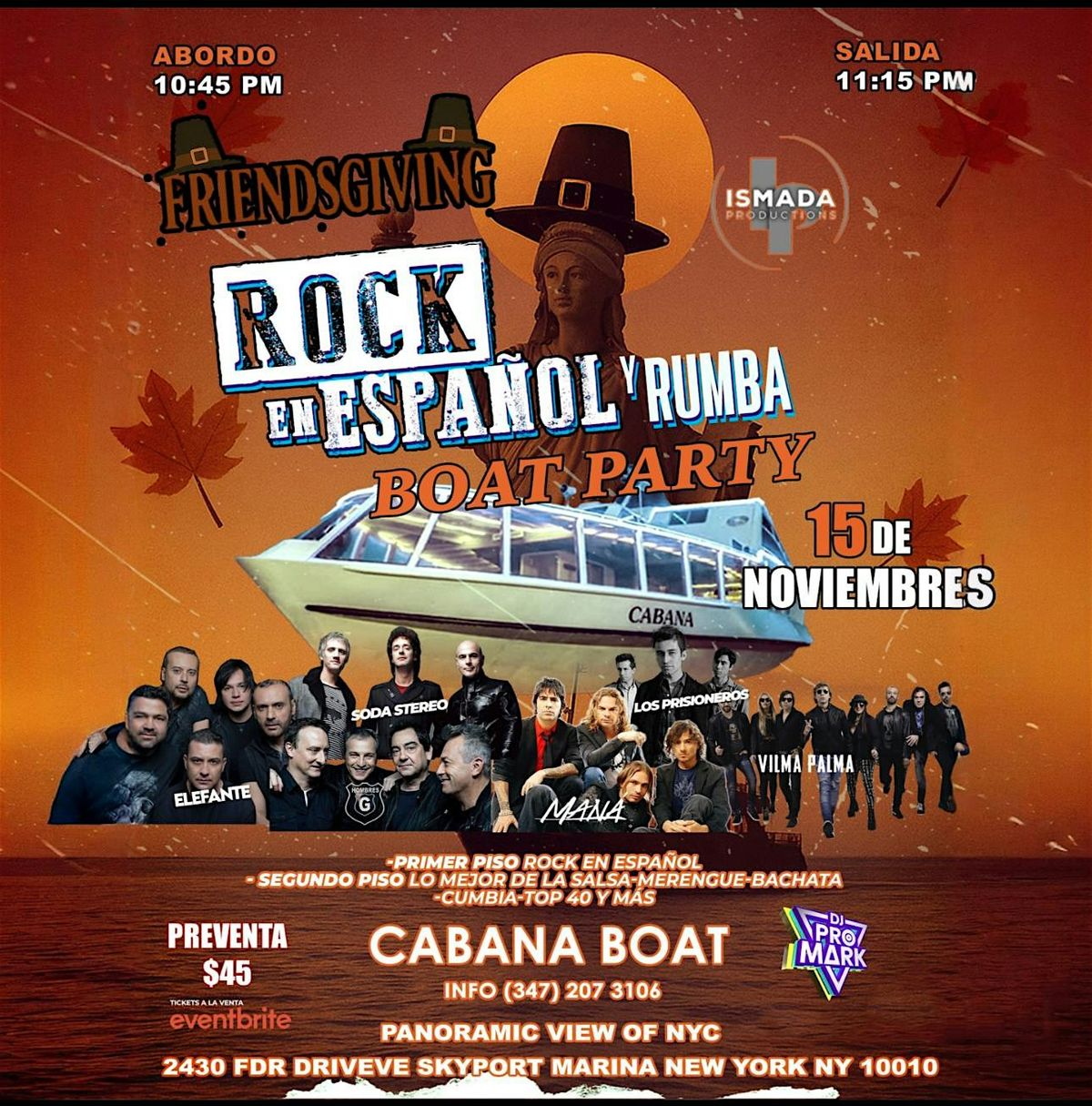 Friendsgiving Rock en Espanol y Rumba Boat Party