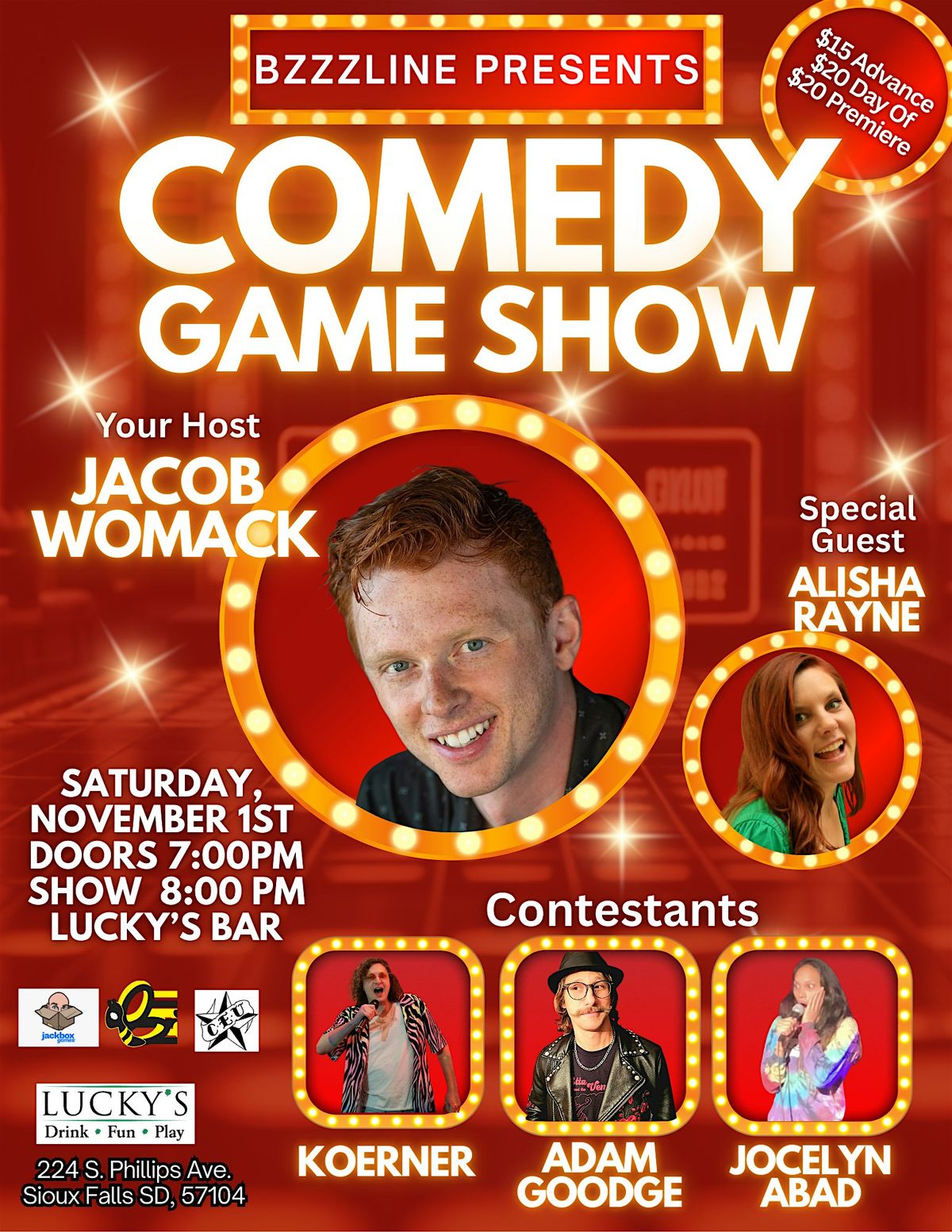 Jackbox Game Show Comedy Night  @ Luckys w\/ Jacob Womack, Alisha Rayne +
