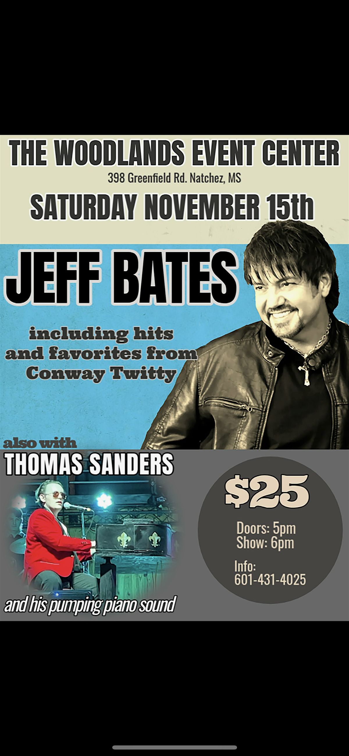 Jeff Bates Concert at The Woodlands Natchez MS