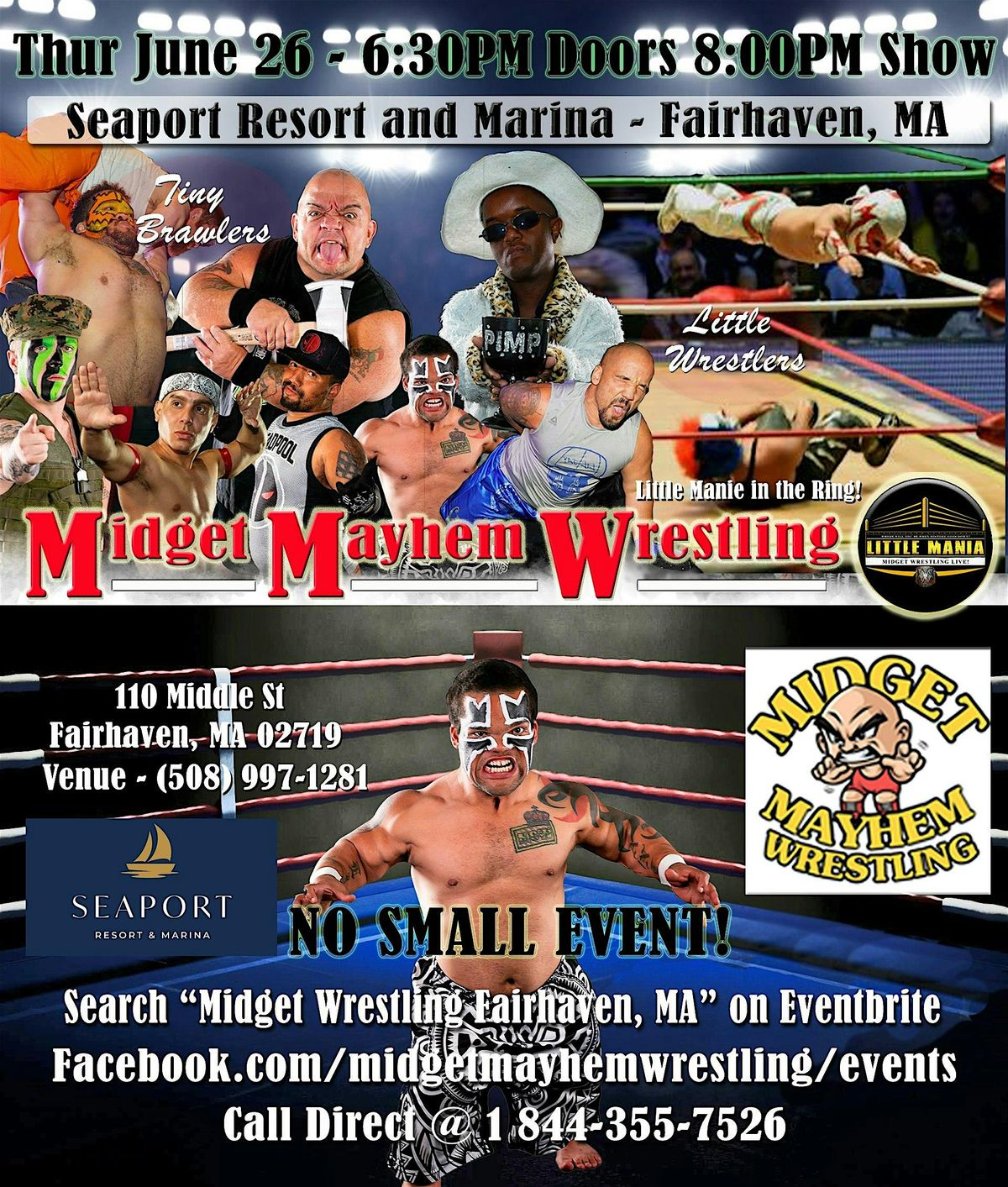 Midget Mayhem Wrestling Rips Through the Ring! Fairhaven MA 16+