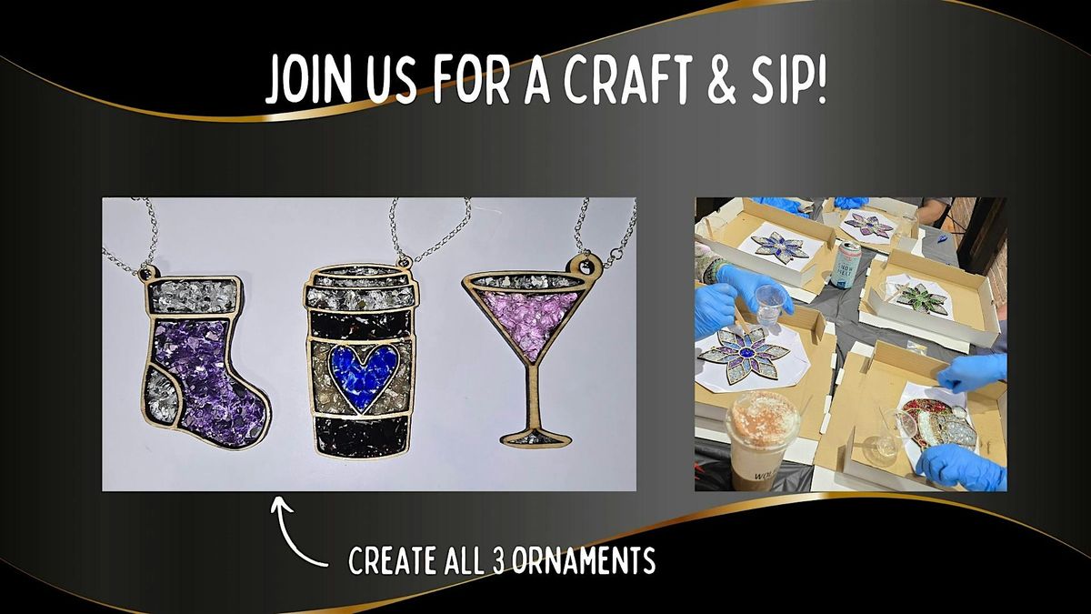 Craft & Sip - Crushed Glass Ornaments - at Wolf & Honey!