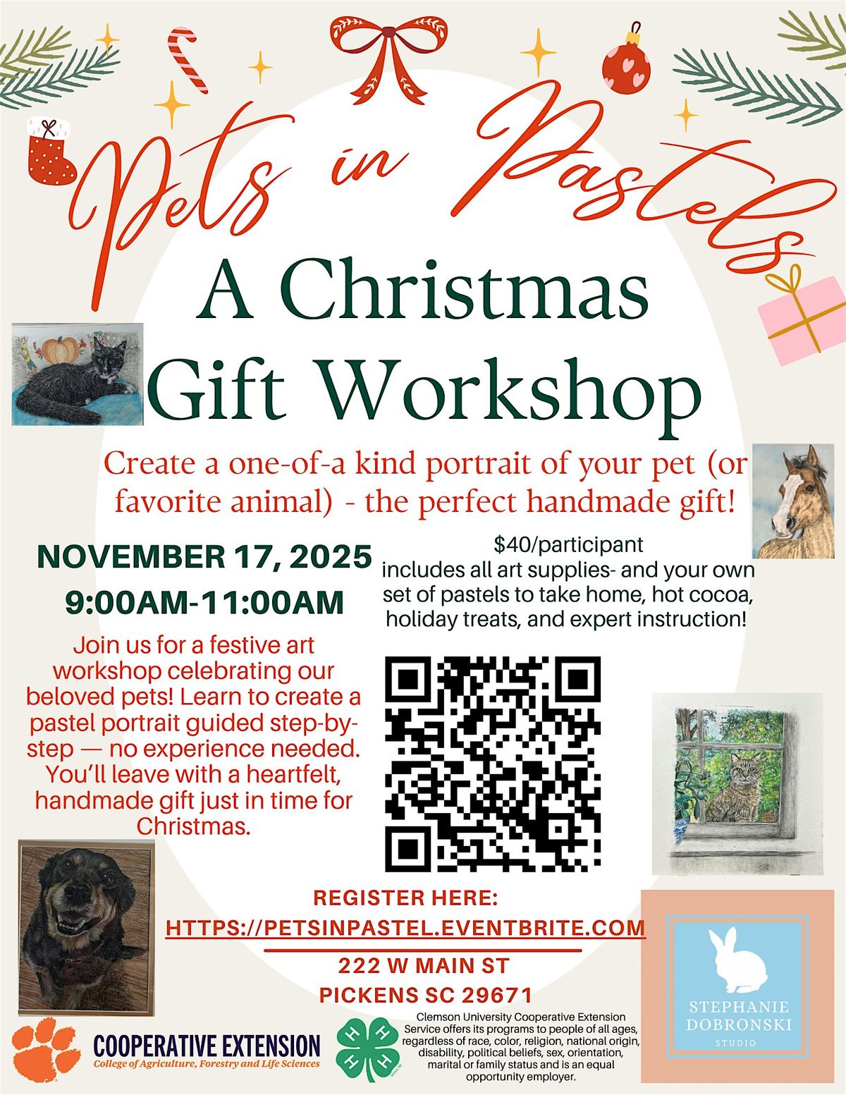 Pickens County Pets in Pastel: A Christmas Gift Workshop 2025