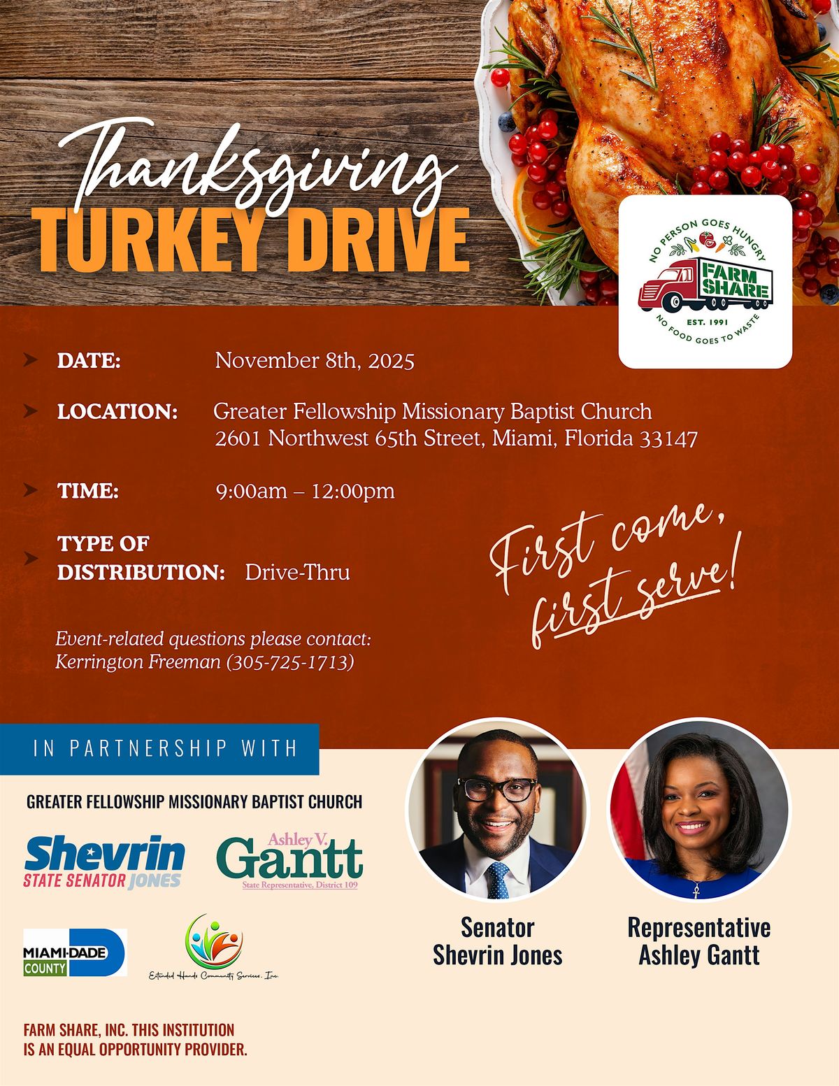 Thanksgiving Turkey Drive 2025 with Sen. Shevrin Jones & Rep. Ashley Gantt