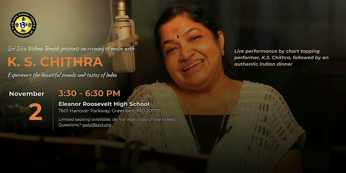 K.S. CHITHRA LIVE IN MARYLAND - LIMITED SEATING - BUY TICKETS NOW!